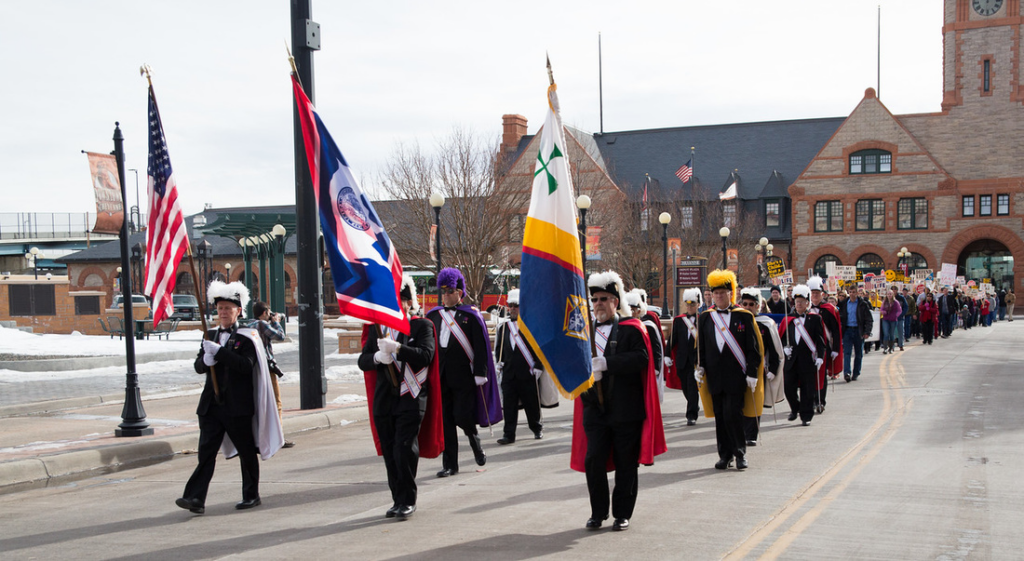 Knights of Columbus leading the Pro life March in Cheyenne, WY
