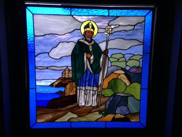 Stained glass window of St. Patrick